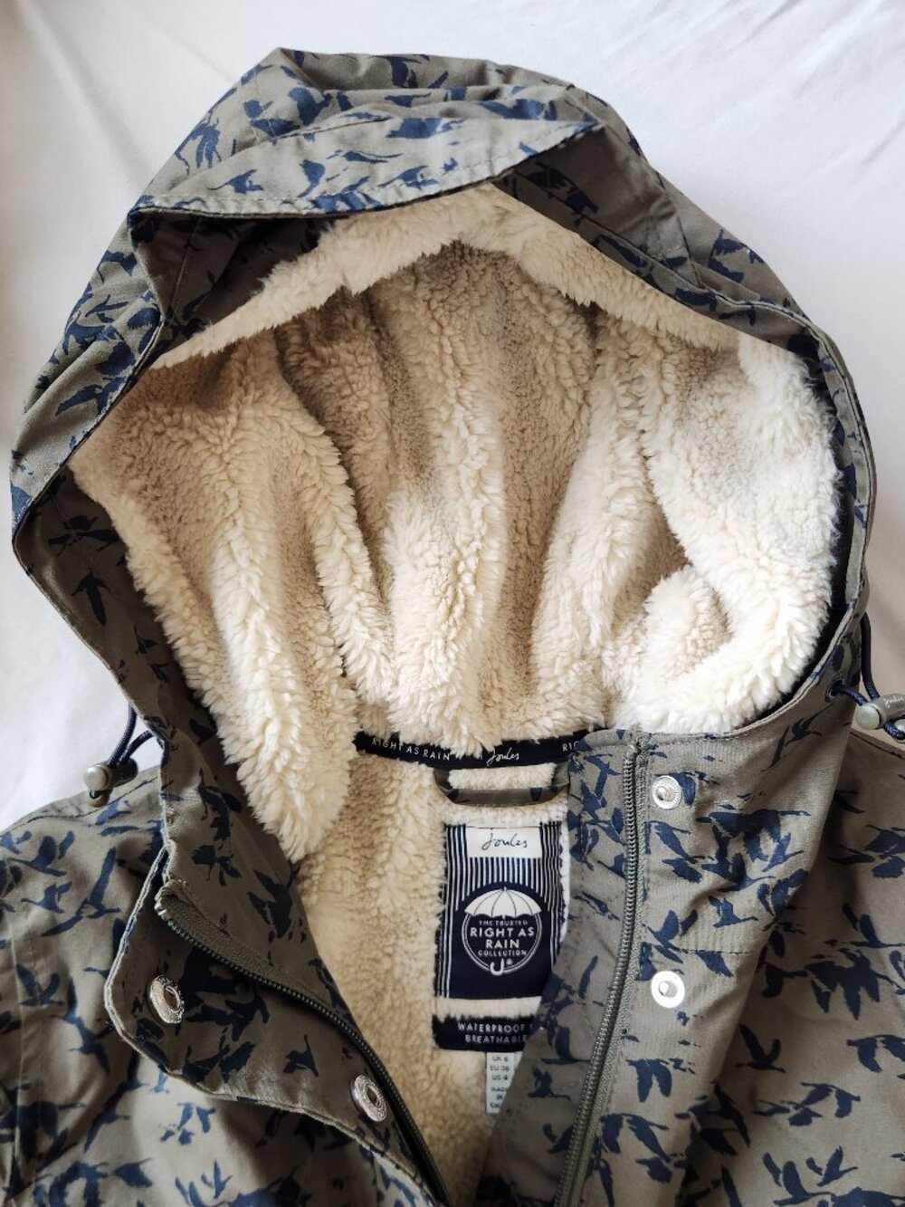 Joules Right as Rain Coat (US 4) Khaki Green